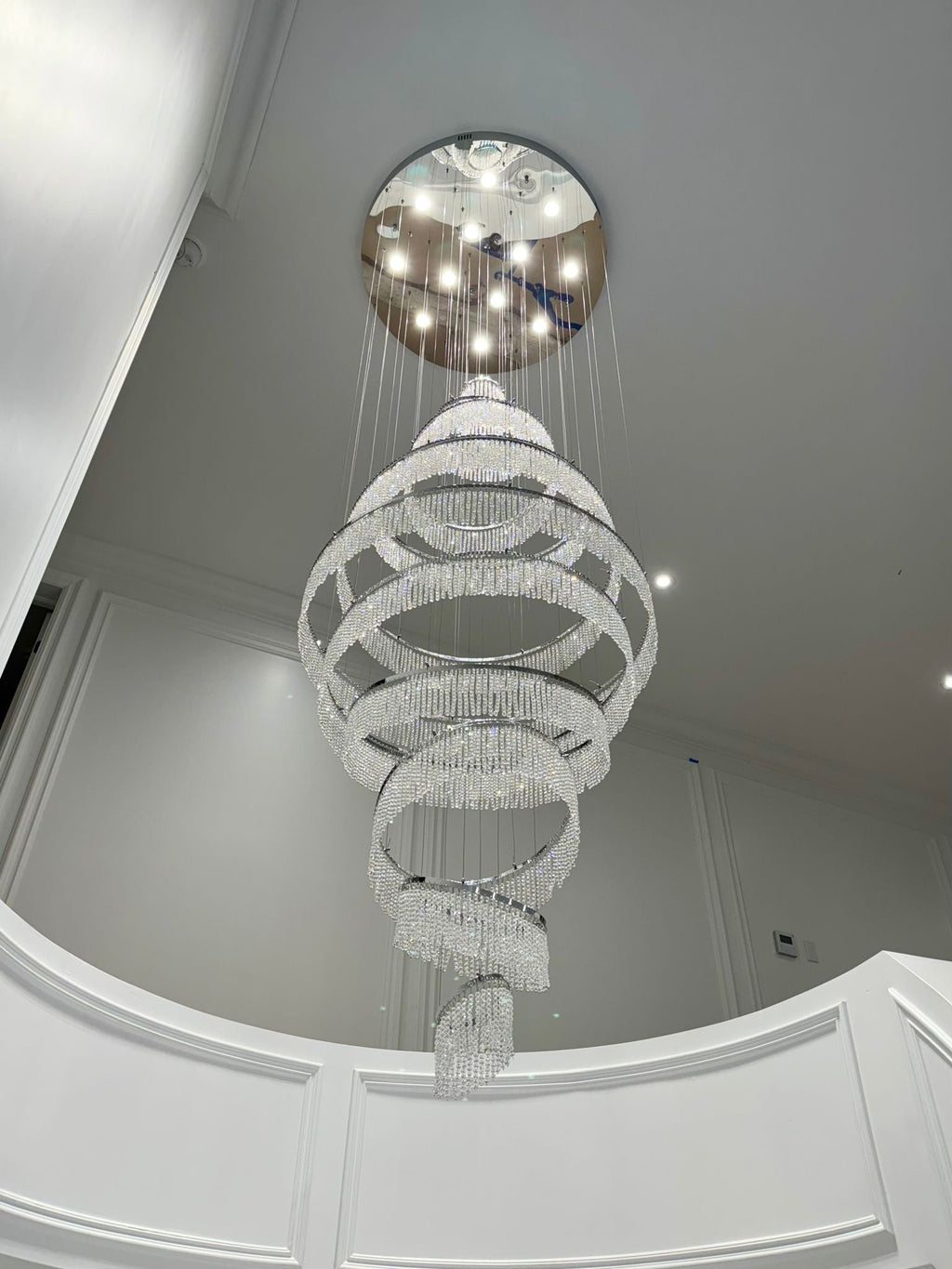 11 Crystal Ring Chandelier for High Ceilings 36X118 Inch Modern Staircase Chandelier Lighting-大吊灯-Manorlights