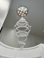 11 Crystal Ring Chandelier for High Ceilings 36X118 Inch Modern Staircase Chandelier Lighting-大吊灯-Manorlights