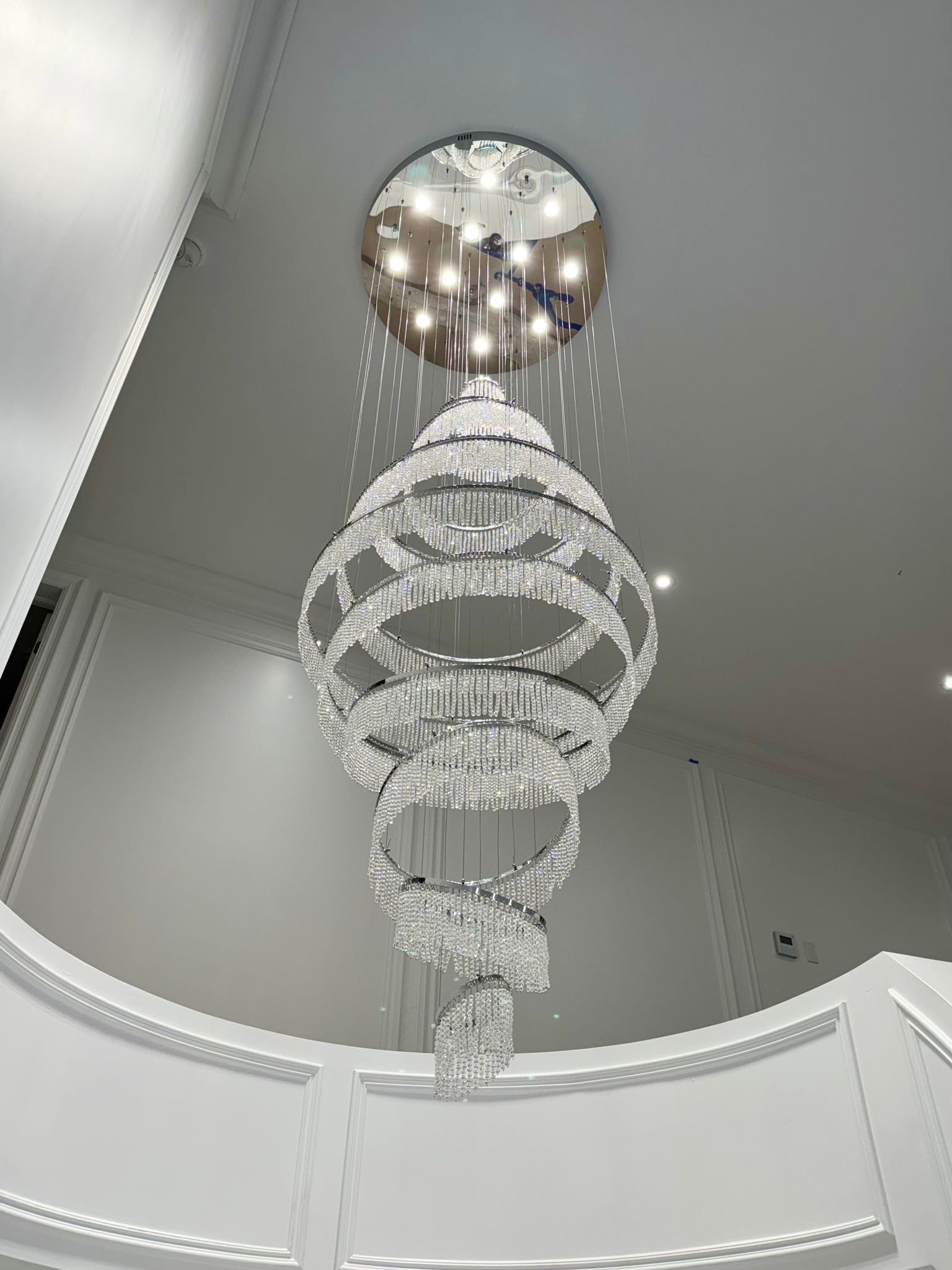 11 Crystal Ring Chandelier for High Ceilings 36X118 Inch Modern Staircase Chandelier Lighting-大吊灯-Manorlights
