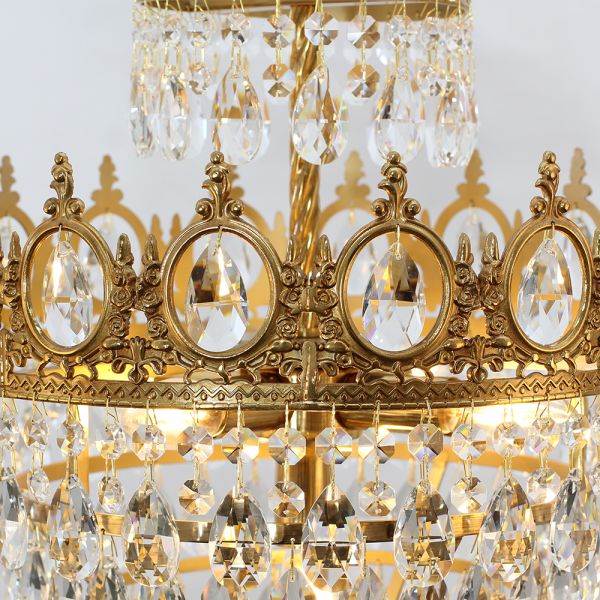 9 Inch Mini Kitchen Island Pendant Light Empire Style Brass Crystal Pendant Lighting-铜灯-Manorlights