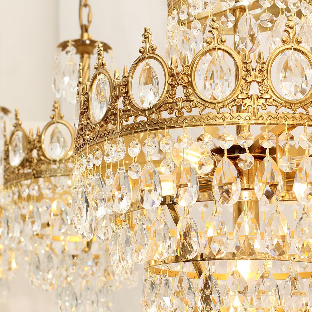 18 Inch Small Crystal Chandelier for Extrance Empire Style Brass Chandelier-铜灯-Manorlights