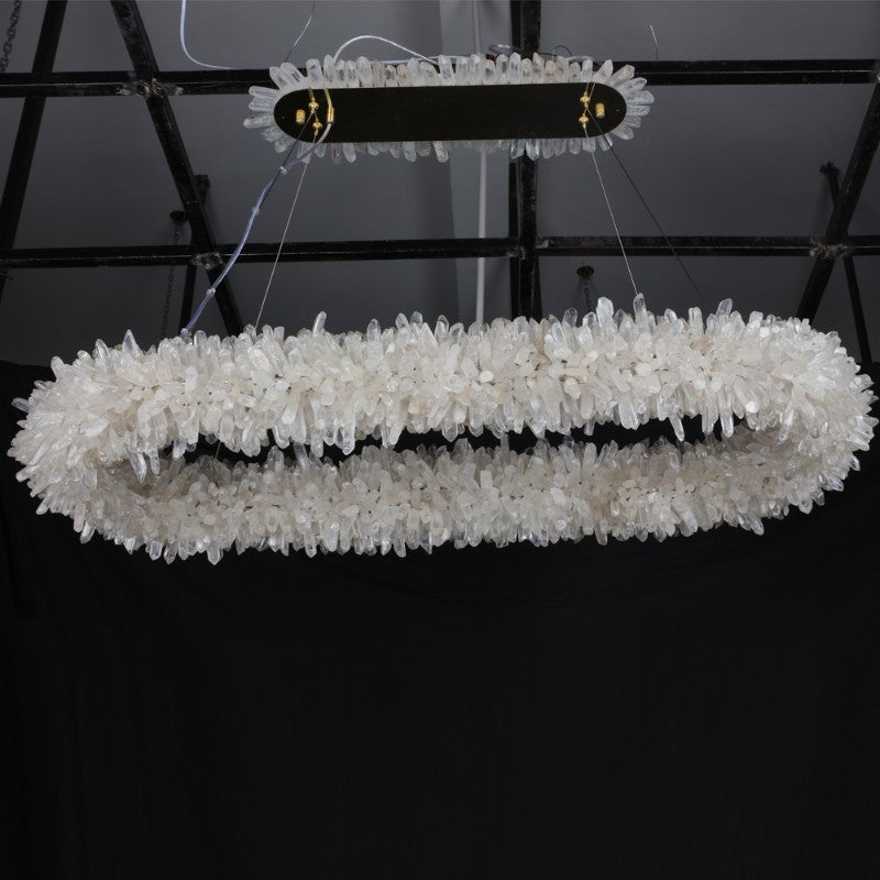 47'' Oval Modern Clear Geode Quartz Crystal Chandelier for Dining Room-现代灯-Manorlights