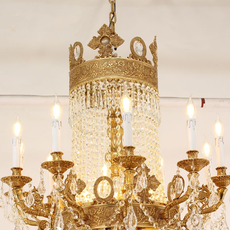 51X67 Inch 42 Lights Big French Empire Brass and Crystal Chandelier for Foyer-大吊灯-Manorlights