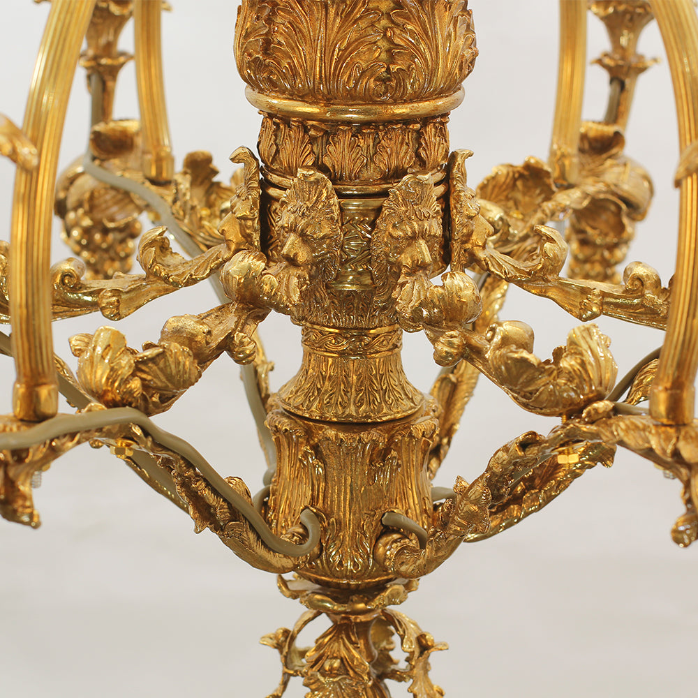 26X30 Inch 6 Lights Small Baroque Style Antique Copper Chandelier-铜灯-Manorlights
