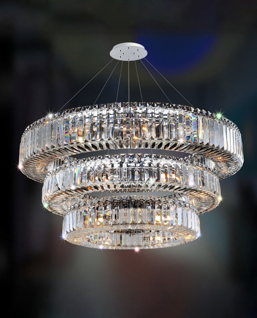 (48+36+24) Inch 3-Ring Modern Crystal Chandelier for Living Room Big Banquet Hall Chandelier Light-大吊灯-Manorlights