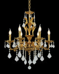 24X31 Inch 6 Lights Small Candle Style Brass and Crystal Chandelier Lighting for Bedroom-铜灯-Manorlights