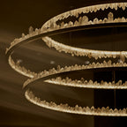 Designer 36 Inch Round Modern Chandelier Brass & Clear Geode Quartz Crystal Hanging Light-Chandelier-Manorlights