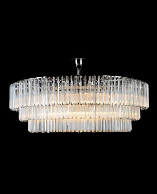 3 Tier Round Glass Chandelier 55"W 22"H-大吊灯-Manorlights