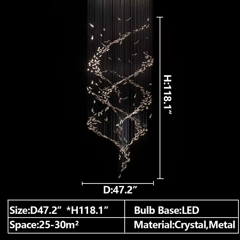 Extra Large Luxury Art Double Spiral Creative Crystal Chandelier For High-ceiling Foyer/Hallway/Entryway-Manorlights