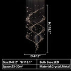 Extra Large Luxury Art Double Spiral Creative Crystal Chandelier For High-ceiling Foyer/Hallway/Entryway-Manorlights