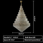 Oversized Multi-layers Honeycomb Luxury Crystal Chandelier in Gold Finish for Big Hallway/Foyer/Entryway-Manorlights
