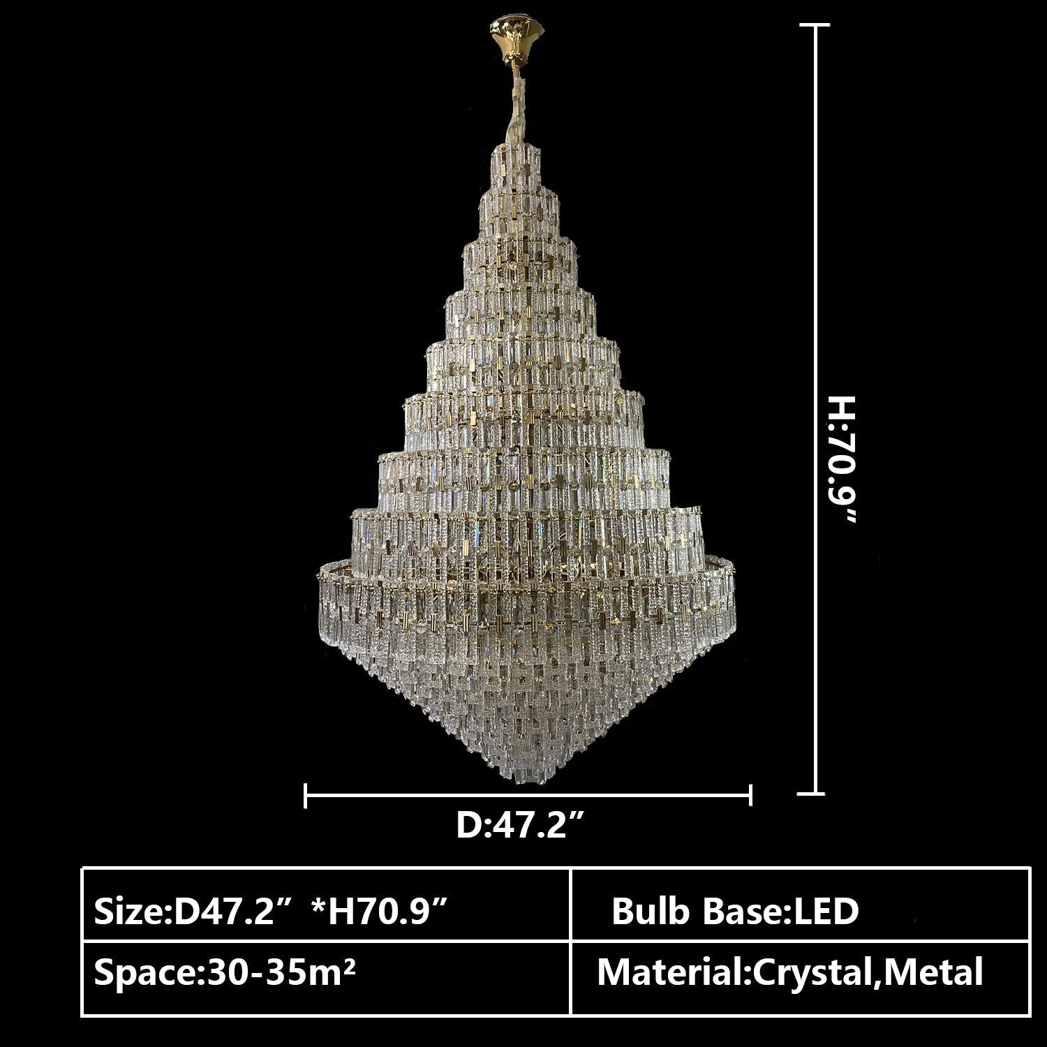 Oversized Multi-layers Honeycomb Luxury Crystal Chandelier in Gold Finish for Big Hallway/Foyer/Entryway-Manorlights