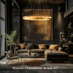 Designer 36 Inch Round Modern Chandelier Brass & Clear Geode Quartz Crystal Hanging Light-Chandelier-Manorlights
