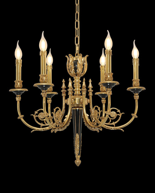 26X23 Inch 6 Lights Rococo Style Antique Copper Chandelier Small Black Bedroom Chandelier-铜灯-Manorlights