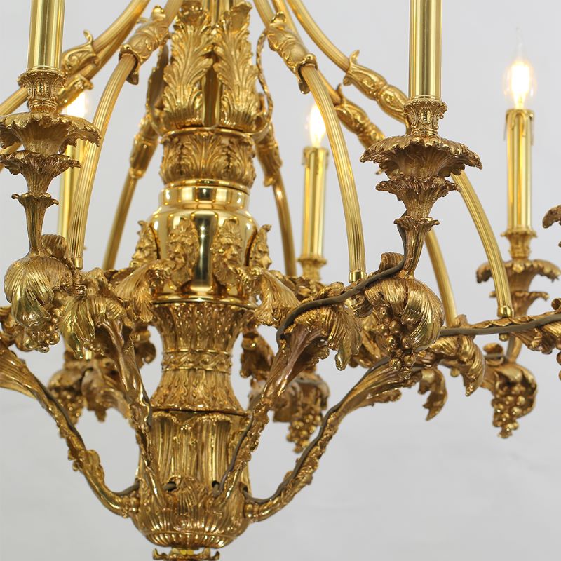 33X31 Inch 8 Lights Small Baroque Style Antique Copper Chandelier-铜灯-Manorlights