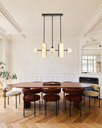 8-Light LED Linear Pendant Lighting in White Alabaster
