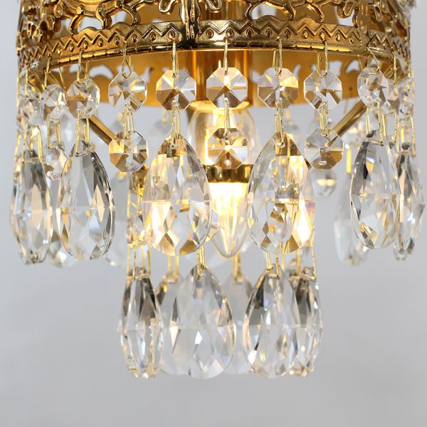 6 Inch Mini Crystal Pendant Light for Kitchen Island Empire Style Brass Crystal Chandelier-铜灯-Manorlights