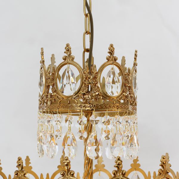9 Inch Mini Kitchen Island Pendant Light Empire Style Brass Crystal Pendant Lighting-铜灯-Manorlights