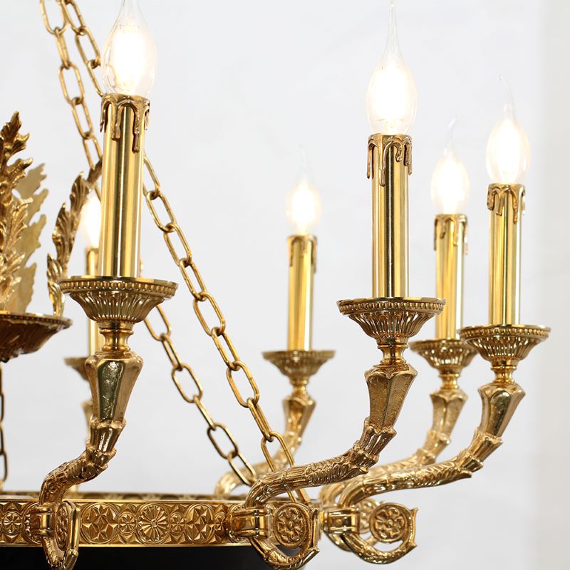 39X37 Inch 12 Lights Rococo French Empire Copper Chandelier-铜灯-Manorlights