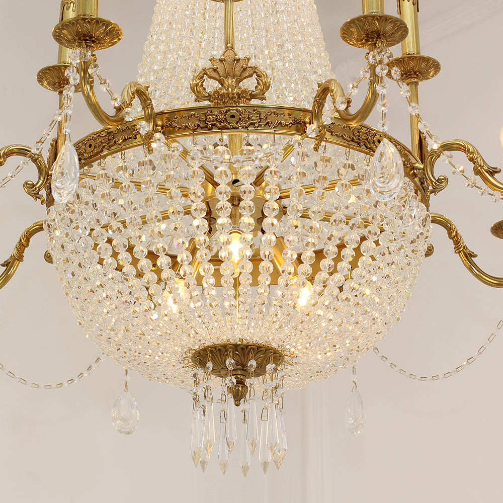 37X39 Inch 15 Lights French Empire Brass and Crystal Chandelier-铜灯-Manorlights