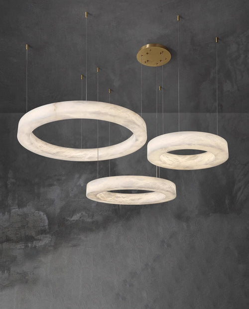 24''/ 31.5''/ 40'' Single Ring Modern Alabaster Chandelier Lighting-现代灯-Manorlights