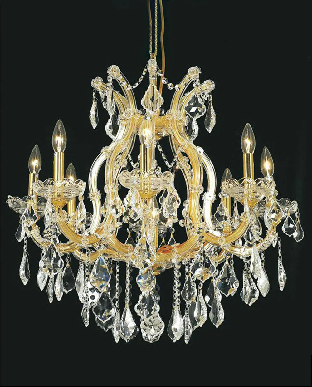 26'' Wide Gold Chandelier Light 9 Lights Maria Theresa Crystal Chandelier MT01L9G-吊灯-Manorlights