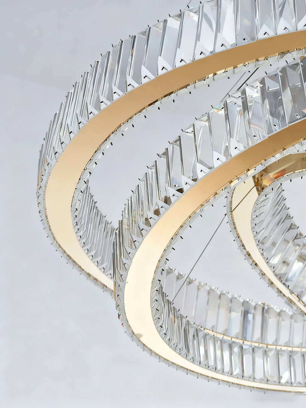 Custom Made 59'' Three Crystal Ring LED Chandelier Large Modern Chandelier for Hotel Lobby-大吊灯-Manorlights