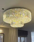 Two Layers One Meter Round Crystal Ceiling Light 39"W 20"H-大吊灯-Manorlights