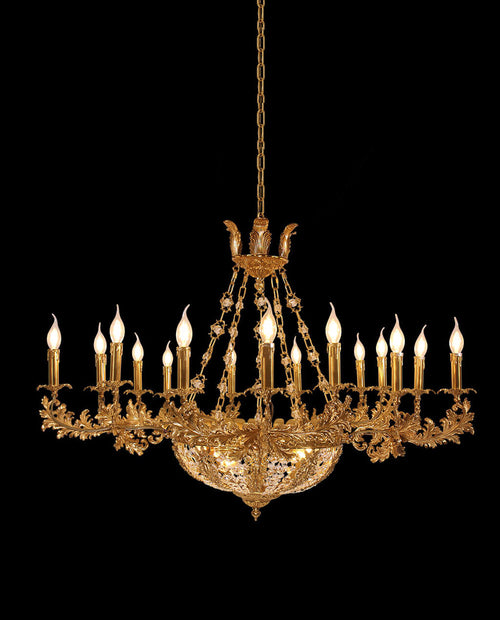 47X31 Inch 20 Lights French Empire Style Brass and Crystal Chandelier Light-铜灯-Manorlights