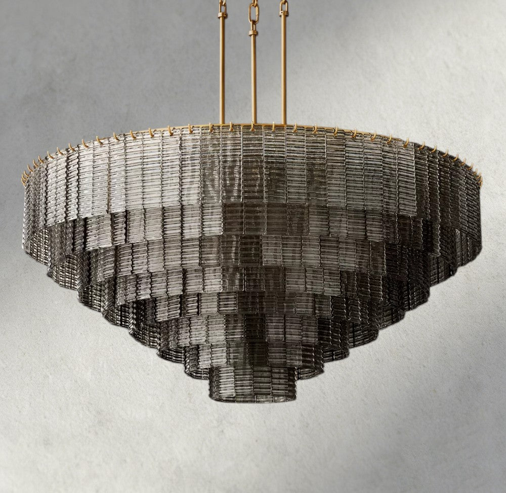 Sirene Smoke Glass Round Chandelier 41", 52", 65"-chandelier-Manorlights