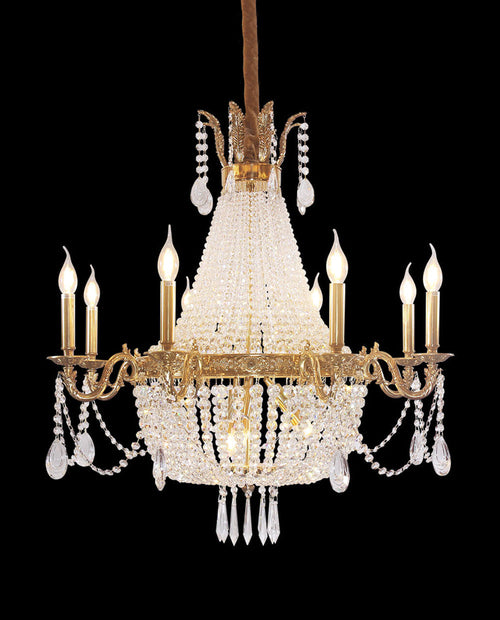 33X33 Inch French Empire Brass and Crystal Chandelier-铜灯-Manorlights