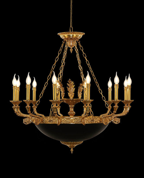 39X37 Inch 12 Lights Rococo French Empire Copper Chandelier-铜灯-Manorlights