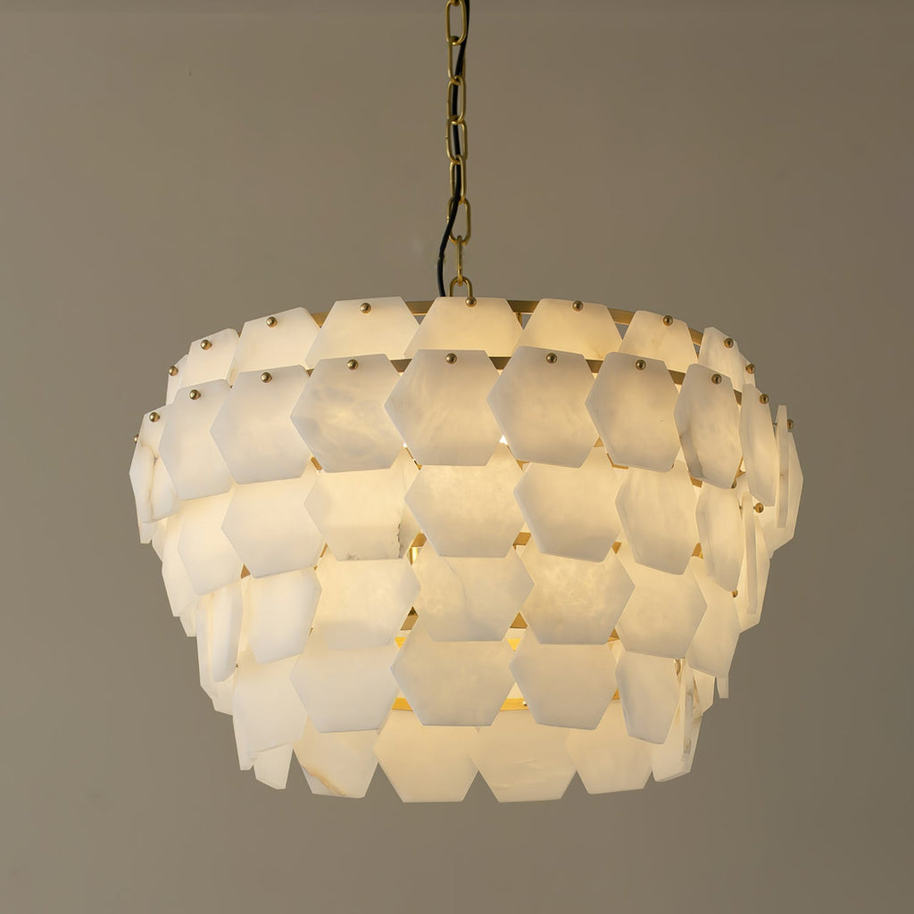 Elegant Hexa Cloud Alabaster Pendant Light-Chandelier-Manorlights