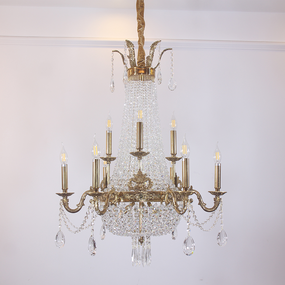 28X35 Inch 12 Lights French Empire Brass and Crystal Chandelier-铜灯-Manorlights