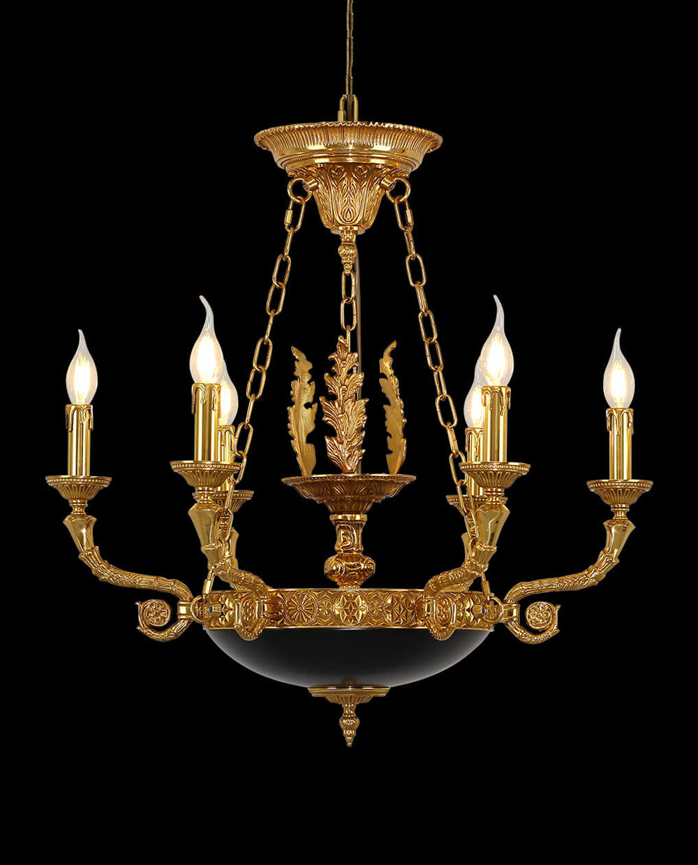 28X26 Inch 6 Lights Rococo French Empire Copper Chandelier-铜灯-Manorlights