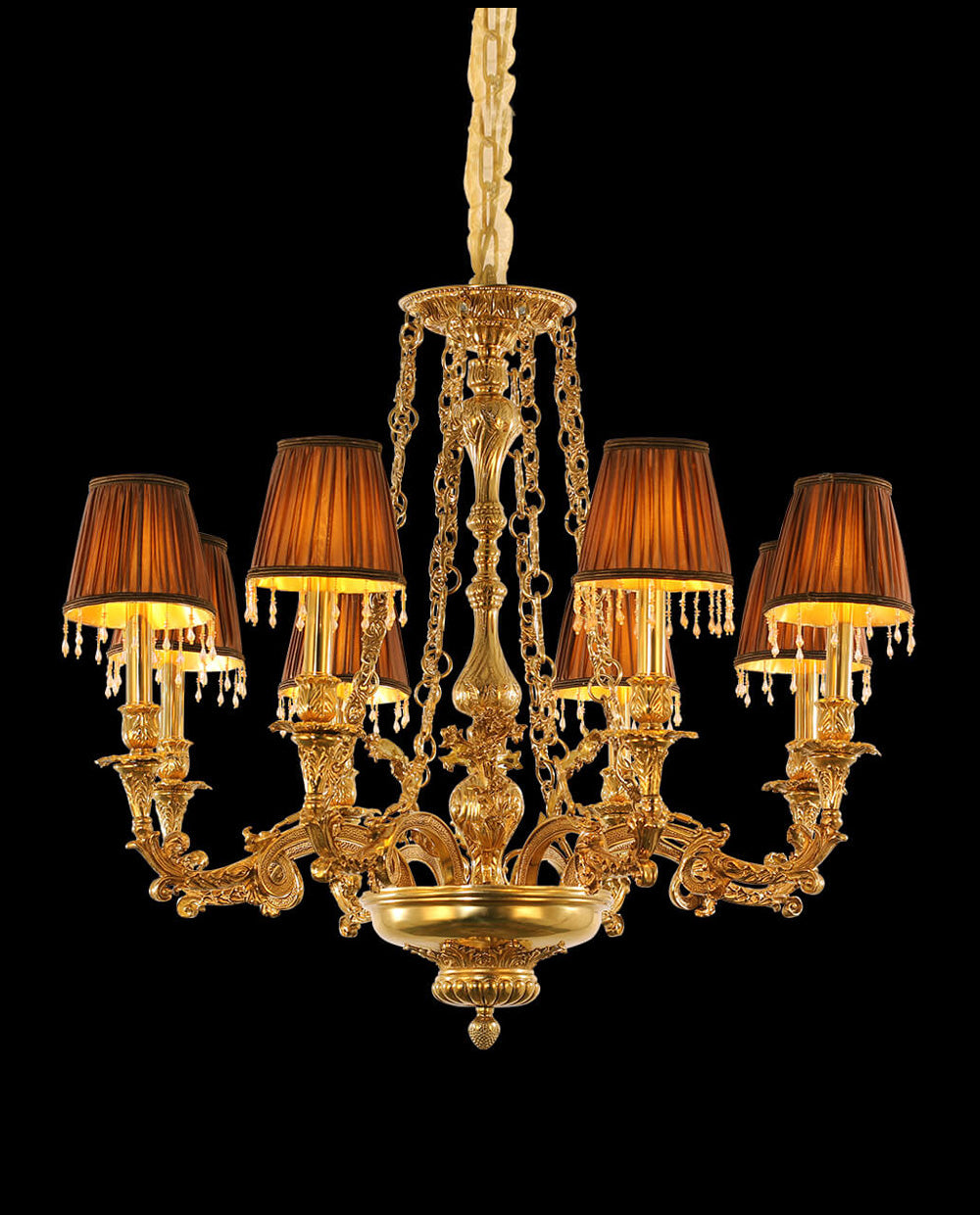 35X30 Inch 8 Lights Baroque Style Antique Copper Chandelier-铜灯-Manorlights