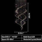 Extra Large Luxury Art Double Spiral Creative Crystal Chandelier For High-ceiling Foyer/Hallway/Entryway-Manorlights