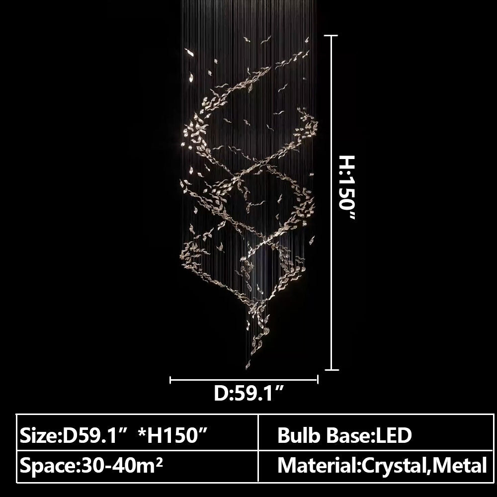 Extra Large Luxury Art Double Spiral Creative Crystal Chandelier For High-ceiling Foyer/Hallway/Entryway-Manorlights