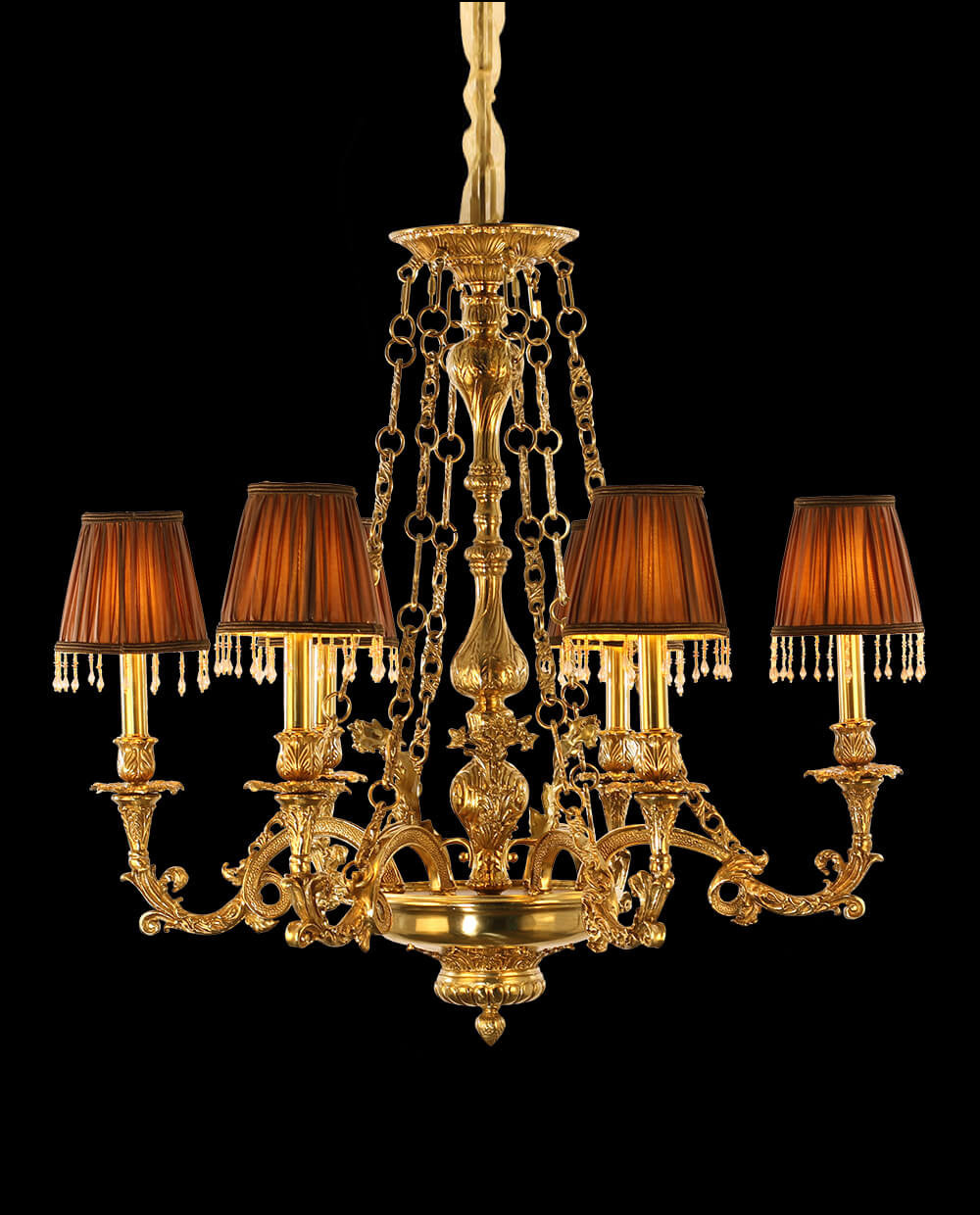 30X30 Inch 6 Lights Baroque Style Antique Copper Chandelier-铜灯-Manorlights