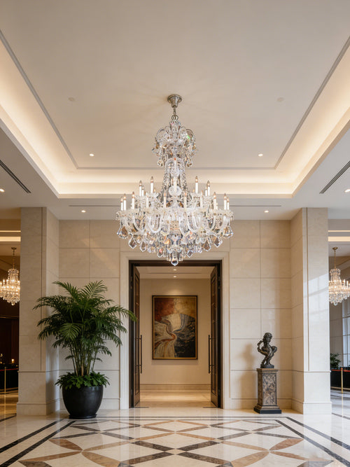 30 Lights Big Glass Chandelier for Foyer 47"W 61" H-大吊灯-Manorlights