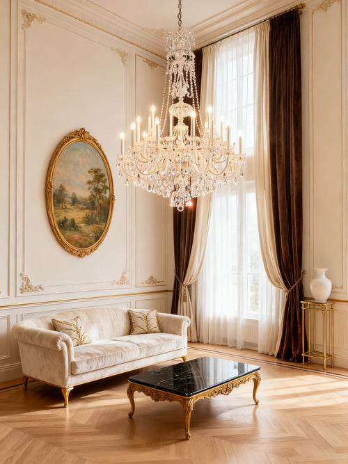 42 Lights Big Glass Chandelier for Hallway 59"W 75"H-大吊灯-Manorlights
