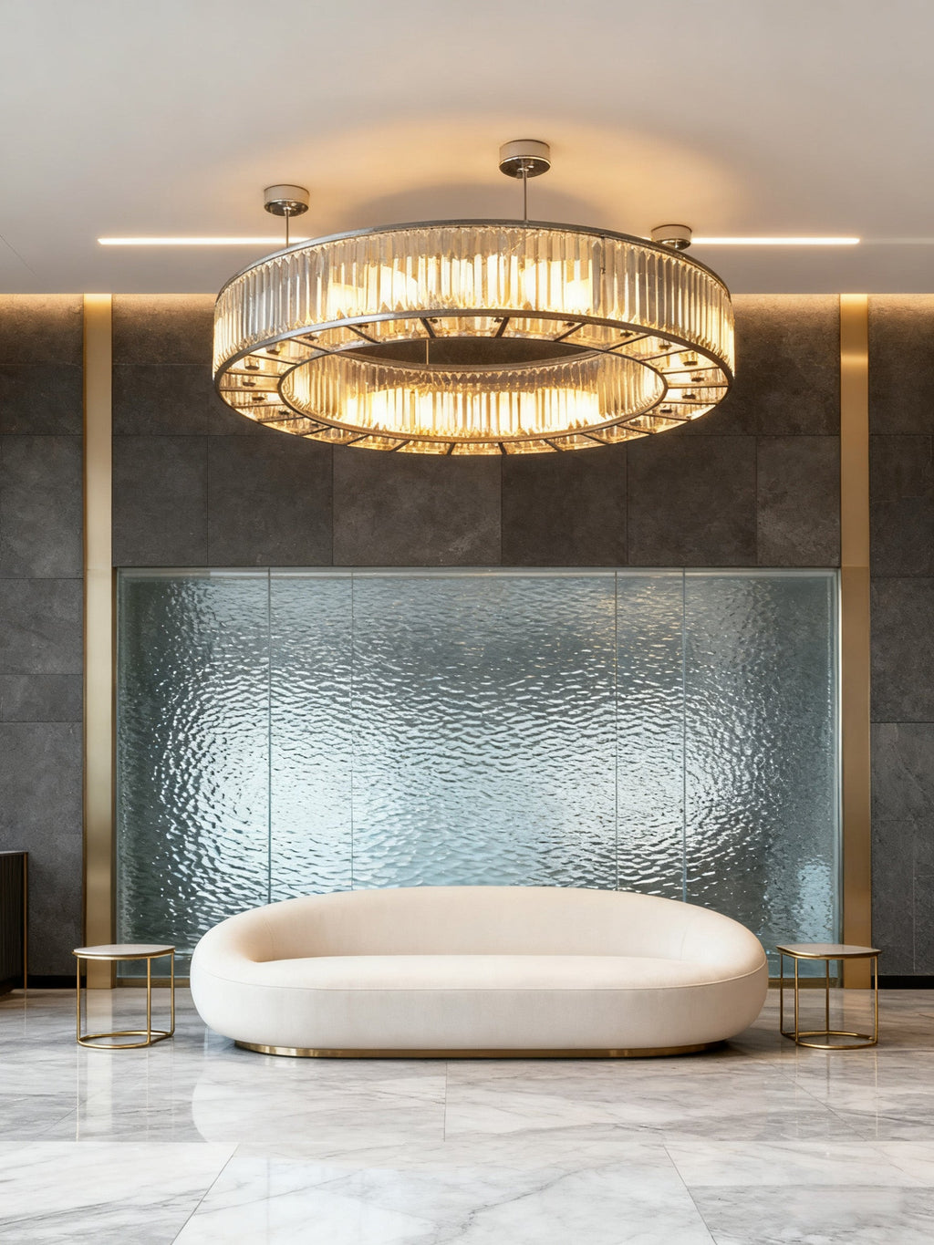 72 Inch Round Semi Flush Mounted Chandelier Big Modern Crystal Chandelier for Event Hall-大吊灯-Manorlights