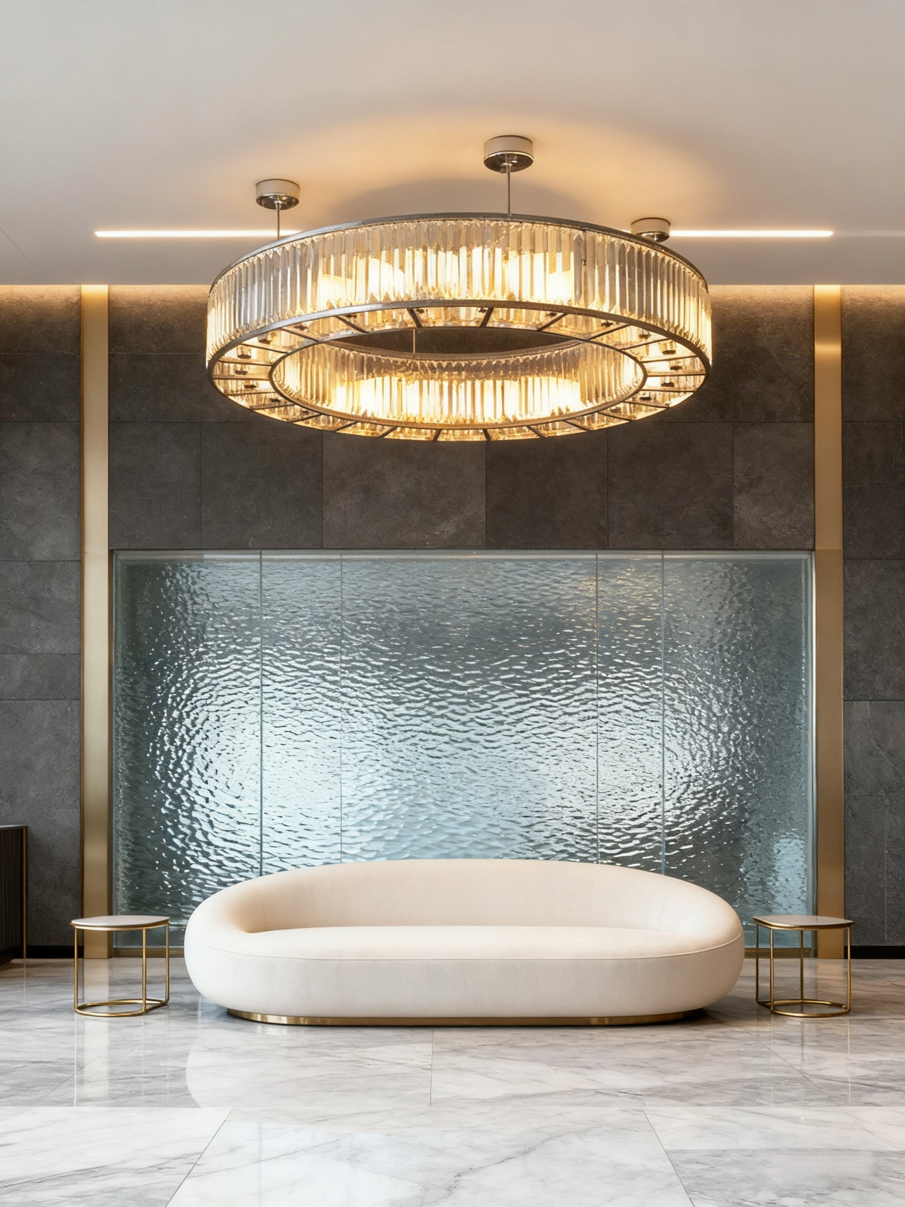 72 Inch Round Semi Flush Mounted Chandelier Big Modern Crystal Chandelier for Event Hall-大吊灯-Manorlights
