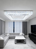 72 Inch Big Square Flush Mounted Chrome Crystal Chandelier for Living Room-吊灯-Manorlights