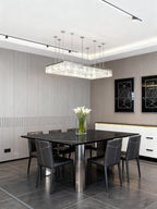 79 Inch Large Rectangle Chandelier Semi-flush Mounted Modern Suspended Crystal Lighting for Event Hall-大吊灯-Manorlights