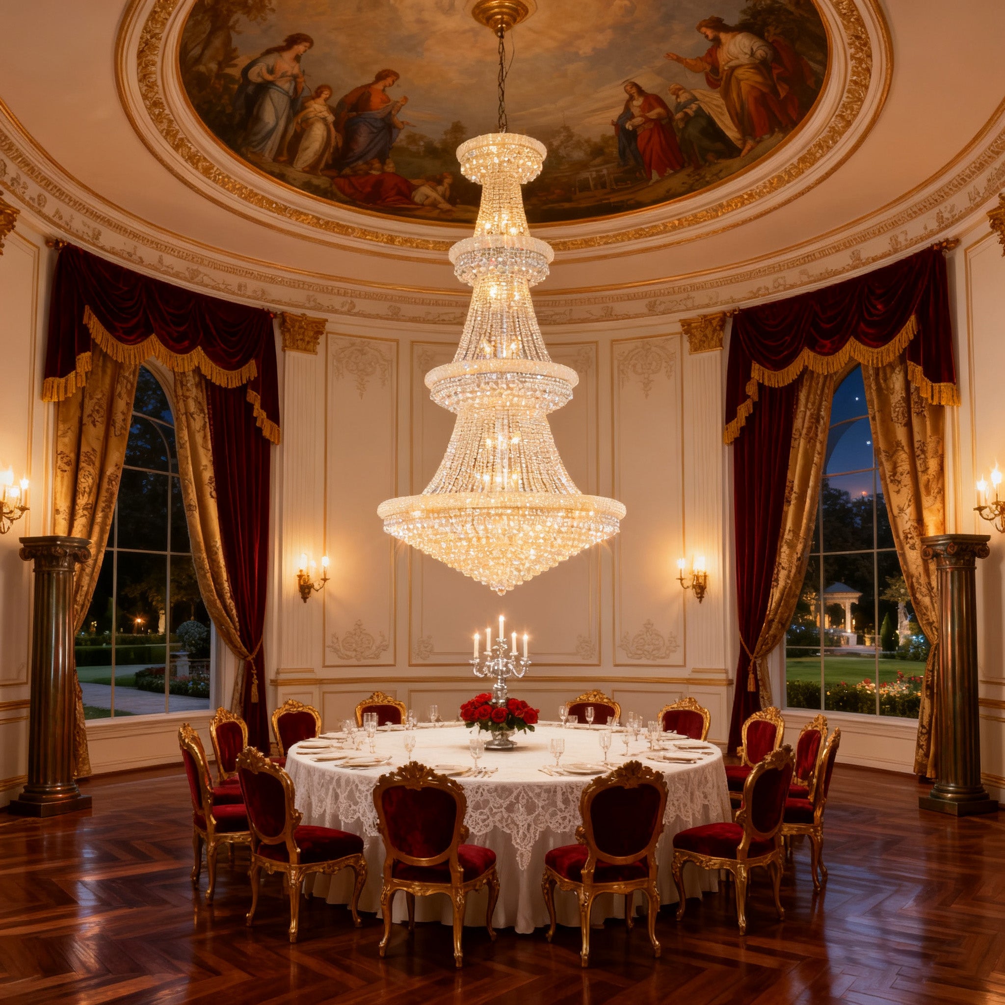 54X96 Inch 48 Lights French Empire Chrome K9 Crystal Chandelier for High Ceilings-大吊灯-Manorlights