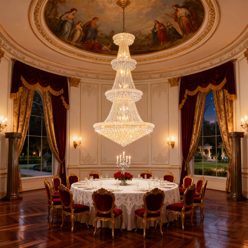 54X96 Inch 48 Lights French Empire Chrome K9 Crystal Chandelier for High Ceilings-大吊灯-Manorlights