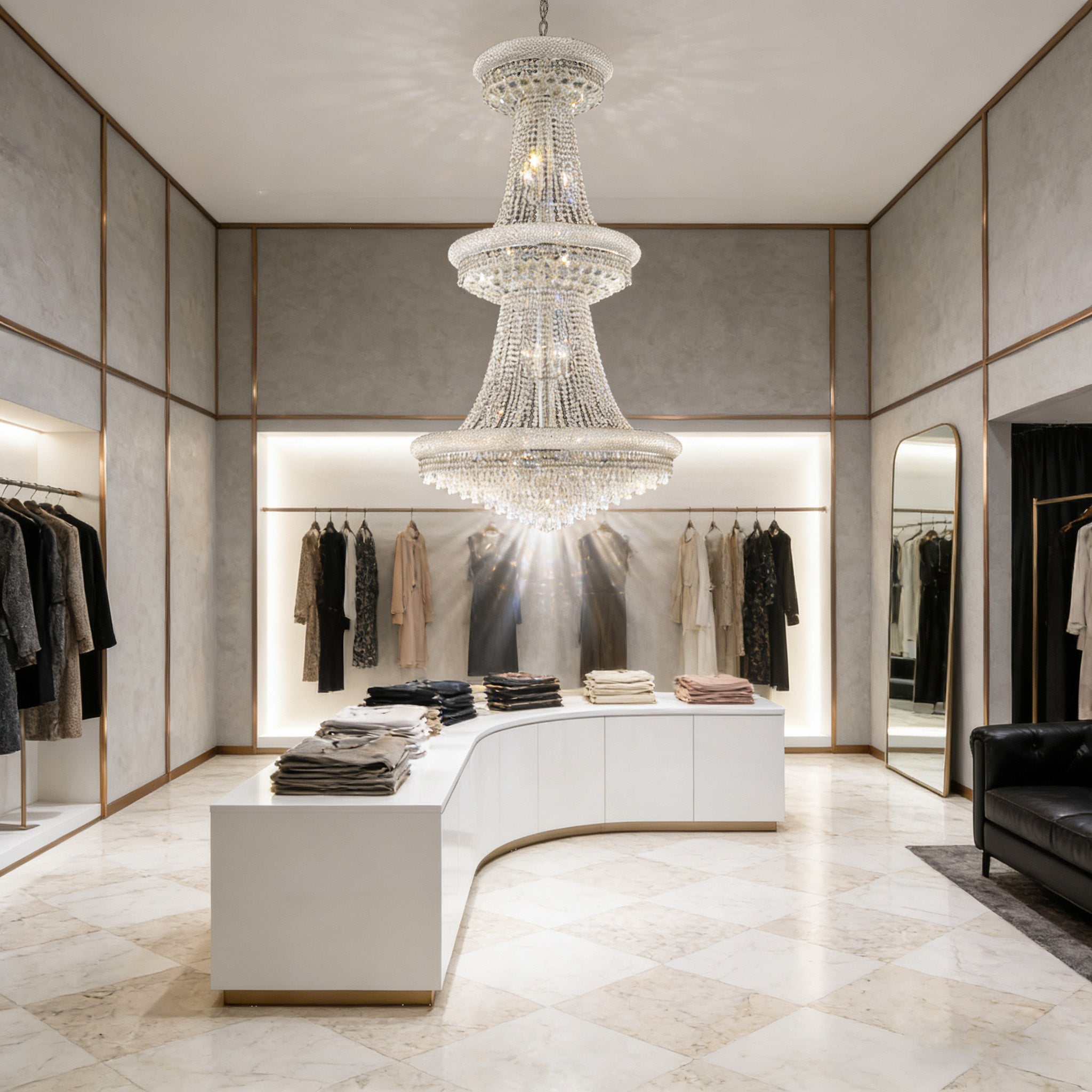 36X66 Inch 32 Lights Elegant Empire K9 Crystal Chandelier-大吊灯-Manorlights