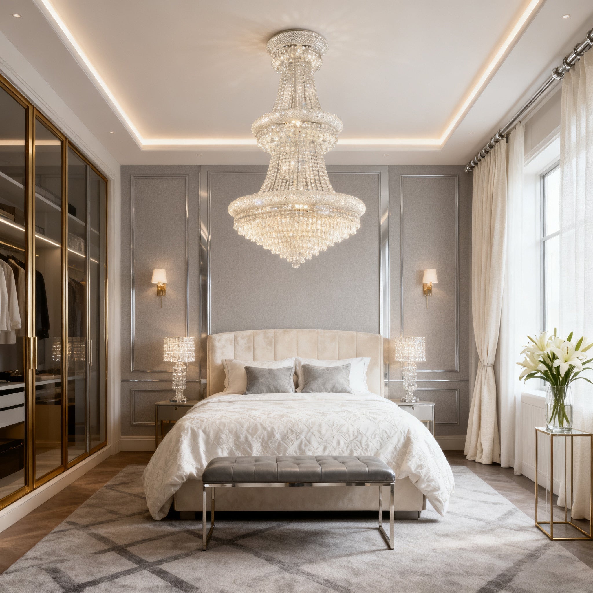 30X50 Inch 30 Lights Elegant Empire K9 Crystal Chandelier-大吊灯-Manorlights