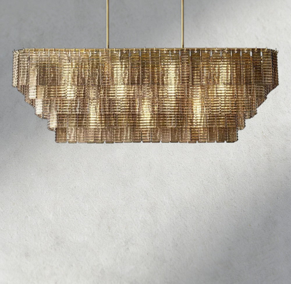 Sirene Smoke Glass Rectangular Chandelier 59", 77"-chandelier-Manorlights